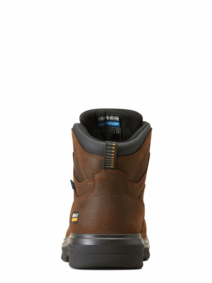 Ariat 10046861 Mens Turbo Waterproof Carbon Toe Work Boot Rich Brown front and side view. If you need any assistance with this item or the purchase of this item please call us at five six one seven four eight eight eight zero one Monday through Saturday 10:00a.m EST to 8:00 p.m EST