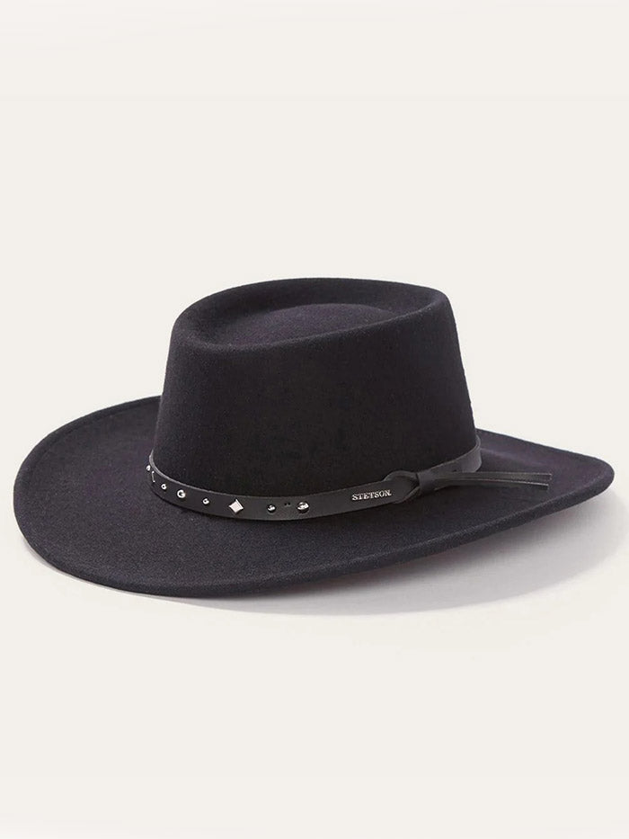Stetson SWBKHK-783207 BLACK HAWK Outdoor Crushable Felt Hat Black front view. If you need any assistance with this item or the purchase of this item please call us at five six one seven four eight eight eight zero one Monday through Saturday 10:00a.m EST to 8:00 p.m EST