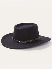 Stetson SWBKHK-783207 BLACK HAWK Outdoor Crushable Felt Hat Black side / front view. If you need any assistance with this item or the purchase of this item please call us at five six one seven four eight eight eight zero one Monday through Saturday 10:00a.m EST to 8:00 p.m EST
