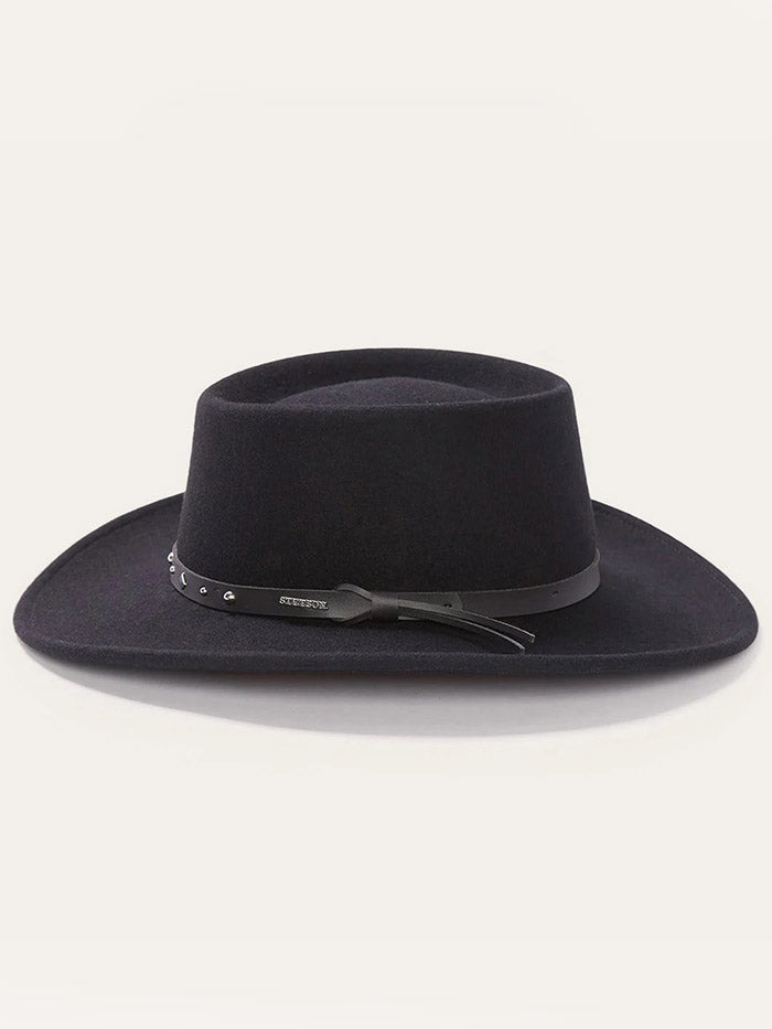 Stetson SWBKHK-783207 BLACK HAWK Outdoor Crushable Felt Hat Black front view. If you need any assistance with this item or the purchase of this item please call us at five six one seven four eight eight eight zero one Monday through Saturday 10:00a.m EST to 8:00 p.m EST