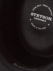 Stetson SWBKHK-783207 BLACK HAWK Outdoor Crushable Felt Hat Blackinside view. If you need any assistance with this item or the purchase of this item please call us at five six one seven four eight eight eight zero one Monday through Saturday 10:00a.m EST to 8:00 p.m EST