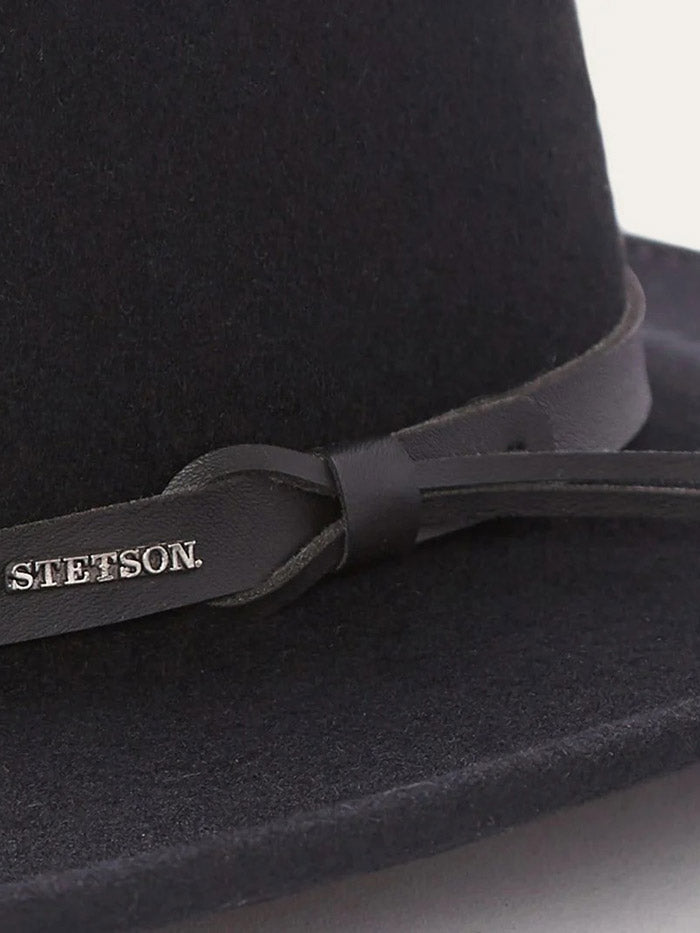Stetson SWBKHK-783207 BLACK HAWK Outdoor Crushable Felt Hat Black front view. If you need any assistance with this item or the purchase of this item please call us at five six one seven four eight eight eight zero one Monday through Saturday 10:00a.m EST to 8:00 p.m EST