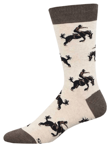 Socksmith MNC2940-HIV Mens Giddy Up Socks Ivory Heather side view. If you need any assistance with this item or the purchase of this item please call us at five six one seven four eight eight eight zero one Monday through Saturday 10:00a.m EST to 8:00 p.m EST