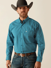 Ariat 10053923 Mens Petey Classic Fit Shirt Dark Teal front. If you need any assistance with this item or the purchase of this item please call us at five six one seven four eight eight eight zero one Monday through Saturday 10:00a.m EST to 8:00 p.m EST