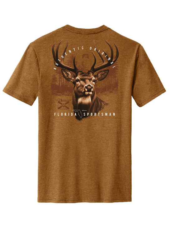 FloGrown FGM-1820 Mens FG Deer Portrait Tee Bark back view. If you need any assistance with this item or the purchase of this item please call us at five six one seven four eight eight eight zero one Monday through Saturday 10:00a.m EST to 8:00 p.m EST