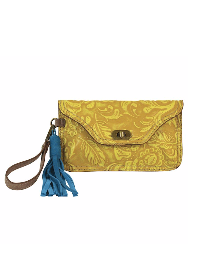 Catchfly 22018841GLD Womens Small Tooled Clutch Gold front view. If you need any assistance with this item or the purchase of this item please call us at five six one seven four eight eight eight zero one Monday through Saturday 10:00a.m EST to 8:00 p.m EST