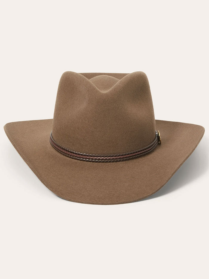 Stetson TWWDRW-4232-P5 WOODROW Felt Hat Pecan Tan side / front view. If you need any assistance with this item or the purchase of this item please call us at five six one seven four eight eight eight zero one Monday through Saturday 10:00a.m EST to 8:00 p.m EST