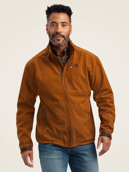 Ariat 10041612 Mens Logo 2.0 Softshell Jacket Chestnut front view. If you need any assistance with this item or the purchase of this item please call us at five six one seven four eight eight eight zero one Monday through Saturday 10:00a.m EST to 8:00 p.m EST
