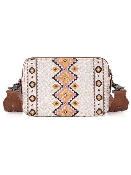 Wrangler WG2207-3003CF Womens Aztec Printed Crossbody Purse With Wallet Compartment Coffee Tan back view. If you need any assistance with this item or the purchase of this item please call us at five six one seven four eight eight eight zero one Monday through Saturday 10:00a.m EST to 8:00 p.m EST

