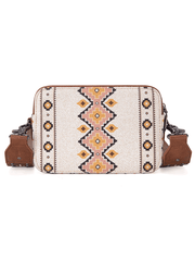 Wrangler WG2207-3003CF Womens Aztec Printed Crossbody Purse With Wallet Compartment Coffee Tan back view. If you need any assistance with this item or the purchase of this item please call us at five six one seven four eight eight eight zero one Monday through Saturday 10:00a.m EST to 8:00 p.m EST

