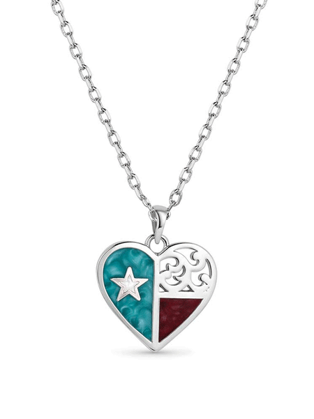 Montana Silversmiths NC5818 Womens Love for Texas Necklace Silver front. If you need any assistance with this item or the purchase of this item please call us at five six one seven four eight eight eight zero one Monday through Saturday 10:00a.m EST to 8:00 p.m EST