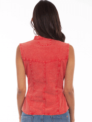 Scully PSL-059-BRI Womens Seevless Blouse Brick back view. If you need any assistance with this item or the purchase of this item please call us at five six one seven four eight eight eight zero one Monday through Saturday 10:00a.m EST to 8:00 p.m EST

