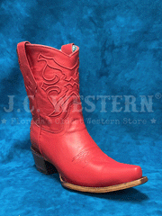 Corral Z5112 Ladies Embroidery Ankle Western Boot Red front and side view. If you need any assistance with this item or the purchase of this item please call us at five six one seven four eight eight eight zero one Monday through Saturday 10:00a.m EST to 8:00 p.m EST