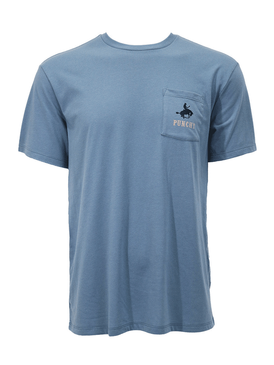 Hooey PT1648DE Mens RANCHERO Punchy Pocket T-Shirt Dark Denim front view. If you need any assistance with this item or the purchase of this item please call us at five six one seven four eight eight eight zero one Monday through Saturday 10:00a.m EST to 8:00 p.m EST