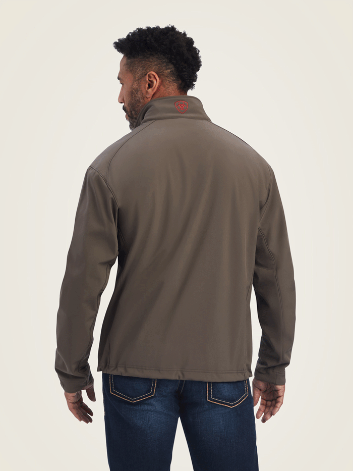 Ariat 10041614 Mens Logo 2.0 Softshell Jacket Banyan Bark front view. If you need any assistance with this item or the purchase of this item please call us at five six one seven four eight eight eight zero one Monday through Saturday 10:00a.m EST to 8:00 p.m EST