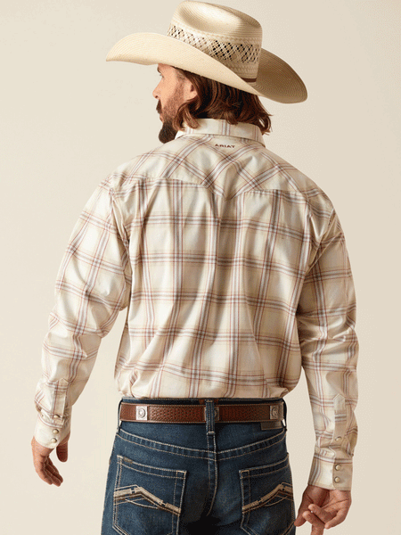 Ariat 10048502 Mens Pro Series Prescott Classic Fit Shirt Sandshell back view. If you need any assistance with this item or the purchase of this item please call us at five six one seven four eight eight eight zero one Monday through Saturday 10:00a.m EST to 8:00 p.m EST