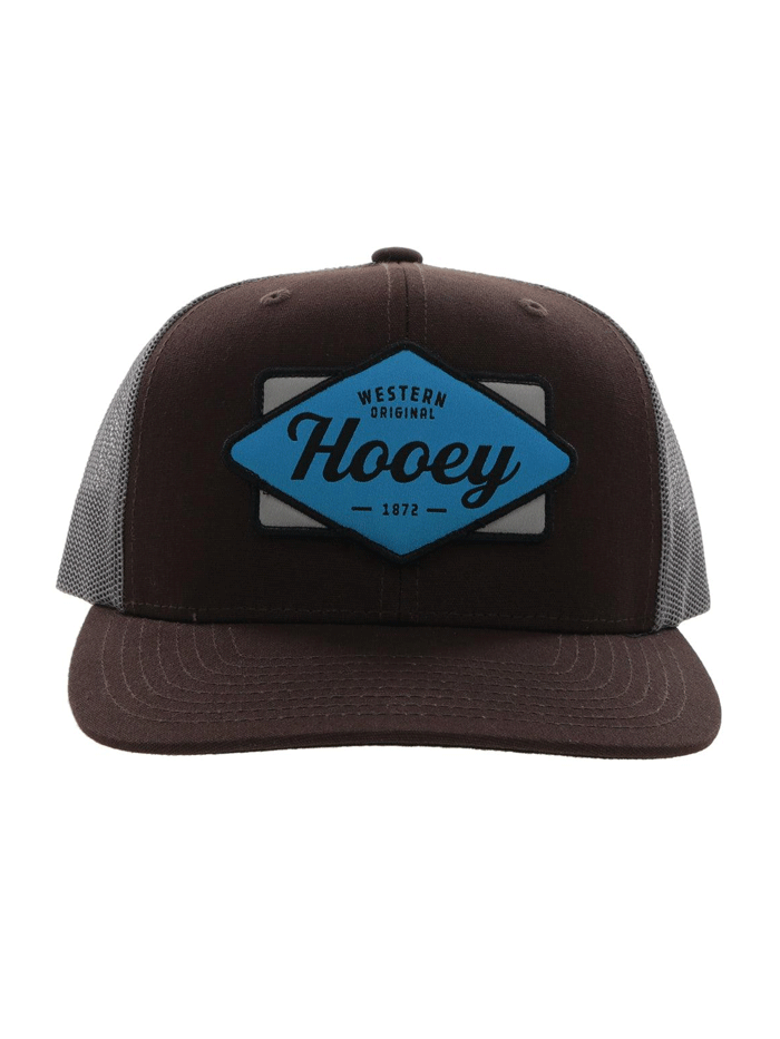 Hooey 2222T-BRGY Diamond Mid Profile Snapback Trucker Hat Grey And Brown front and side view. If you need any assistance with this item or the purchase of this item please call us at five six one seven four eight eight eight zero one Monday through Saturday 10:00a.m EST to 8:00 p.m EST