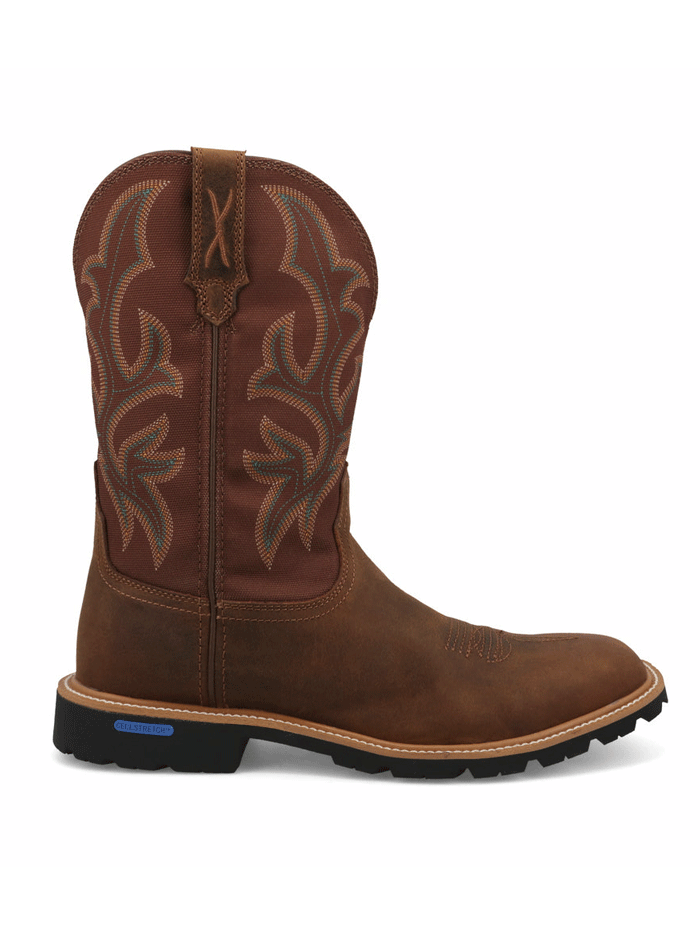 Twisted X MXTP003 Mens Tech X Square Toe Boot Hickory Brown front and side. If you need any assistance with this item or the purchase of this item please call us at five six one seven four eight eight eight zero one Monday through Saturday 10:00a.m EST to 8:00 p.m EST 