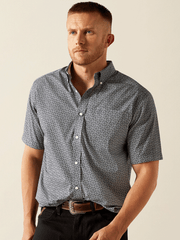 Ariat 10054811 Mens Wrinkle Free Octavius Classic Fit Shirt Navy front view. If you need any assistance with this item or the purchase of this item please call us at five six one seven four eight eight eight zero one Monday through Saturday 10:00a.m EST to 8:00 p.m EST