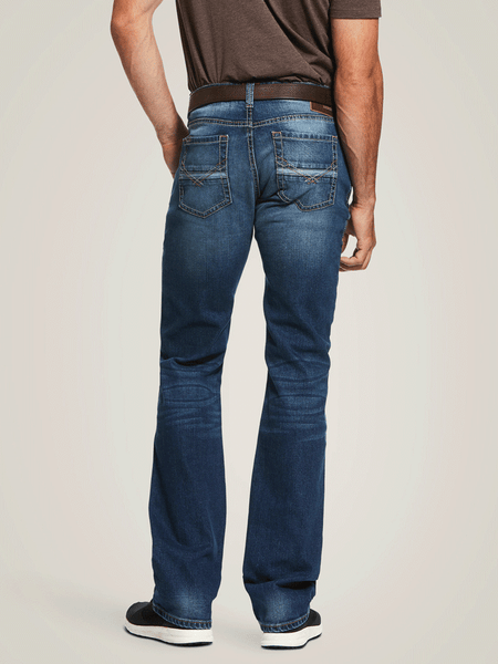 Ariat 10032321 Mens M7 Rocker Stretch Nassau Stackable Straight Leg Jean Summit Denim back view. If you need any assistance with this item or the purchase of this item please call us at five six one seven four eight eight eight zero one Monday through Saturday 10:00a.m EST to 8:00 p.m EST