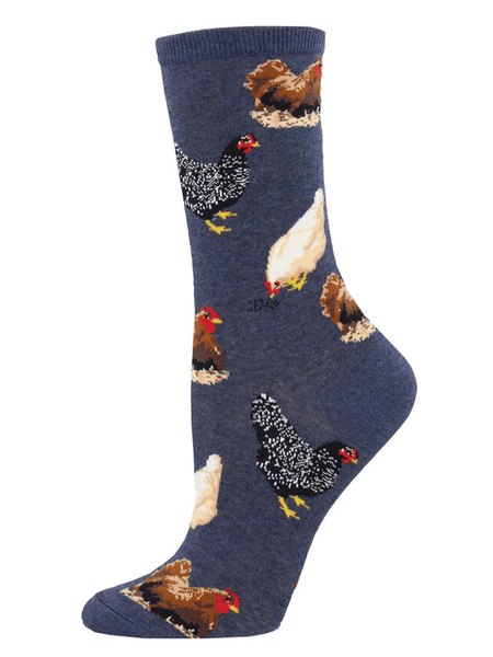 Socksmith WNC774-DEN Womens Hen House Socks Denim side view. If you need any assistance with this item or the purchase of this item please call us at five six one seven four eight eight eight zero one Monday through Saturday 10:00a.m EST to 8:00 p.m EST