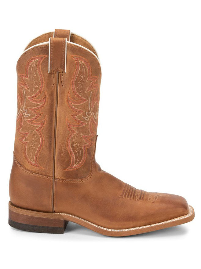 Justin BR735 Mens AUSTIN Western Boot Distressed Cognac front and inner side view pair. If you need any assistance with this item or the purchase of this item please call us at five six one seven four eight eight eight zero one Monday through Saturday 10:00a.m EST to 8:00 p.m EST