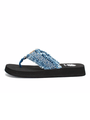 Yellow Box 52352 Womens Foseta Flip Flop Sandals Denim side view. If you need any assistance with this item or the purchase of this item please call us at five six one seven four eight eight eight zero one Monday through Saturday 10:00a.m EST to 8:00 p.m EST