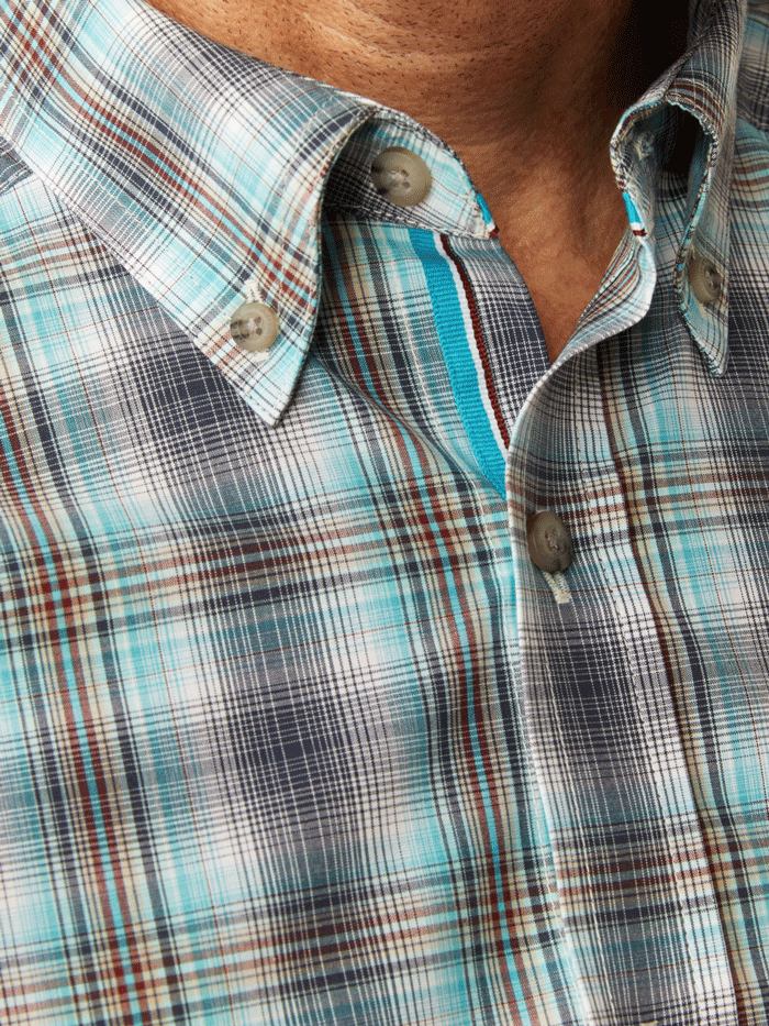 Ariat 10053922 Mens Pro Series Piers Fitted Shirt Teal front view. If you need any assistance with this item or the purchase of this item please call us at five six one seven four eight eight eight zero one Monday through Saturday 10:00a.m EST to 8:00 p.m EST