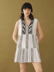 Bohera B24S-8530 Womens Cecilia Blossoms Embroidered Dress White front. If you need any assistance with this item or the purchase of this item please call us at five six one seven four eight eight eight zero one Monday through Saturday 10:00a.m EST to 8:00 p.m EST