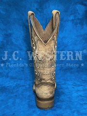Circle G L2063 Ladies Floral Embroidery Square Toe Boot Brown Tan back view. If you need any assistance with this item or the purchase of this item please call us at five six one seven four eight eight eight zero one Monday through Saturday 10:00a.m EST to 8:00 p.m EST