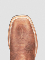 Lucchese M4091.WF Mens Rudy Peanut Cowhide Performance Cowboy Boots Tan toe view from above. If you need any assistance with this item or the purchase of this item please call us at five six one seven four eight eight eight zero one Monday through Saturday 10:00a.m EST to 8:00 p.m EST