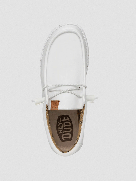 Hey Dude 40296-100 Mens Wally Washed Canvas Shoe White top view from above. If you need any assistance with this item or the purchase of this item please call us at five six one seven four eight eight eight zero one Monday through Saturday 10:00a.m EST to 8:00 p.m EST