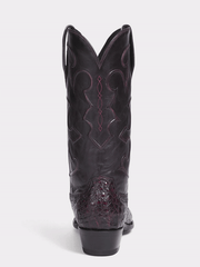 Lucchese M1637.14 Mens CHARLES Belly Caiman Boots Black Cherry back view. If you need any assistance with this item or the purchase of this item please call us at five six one seven four eight eight eight zero one Monday through Saturday 10:00a.m EST to 8:00 p.m EST
