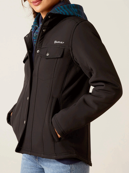 Ariat 10046445 Womens Berber Back Softshell Jacket Black side view. If you need any assistance with this item or the purchase of this item please call us at five six one seven four eight eight eight zero one Monday through Saturday 10:00a.m EST to 8:00 p.m EST