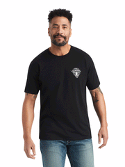 Ariat 10042635 Mens Arrowhead 2.0 T-Shirt Black front view. If you need any assistance with this item or the purchase of this item please call us at five six one seven four eight eight eight zero one Monday through Saturday 10:00a.m EST to 8:00 p.m EST