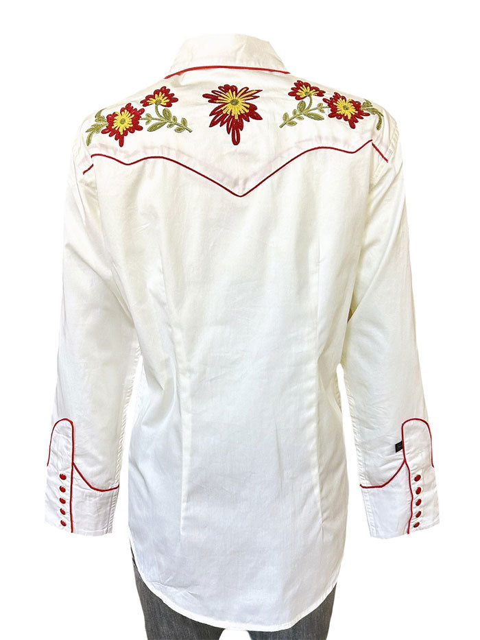 Rockmount 7811-IVO Women's Vintage Floral Embroidered Western Shirt Ivory front view. If you need any assistance with this item or the purchase of this item please call us at five six one seven four eight eight eight zero one Monday through Saturday 10:00a.m EST to 8:00 p.m EST