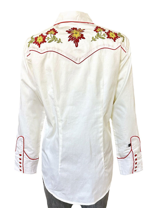 Rockmount 7811-IVO Women's Vintage Floral Embroidered Western Shirt Ivory back view. If you need any assistance with this item or the purchase of this item please call us at five six one seven four eight eight eight zero one Monday through Saturday 10:00a.m EST to 8:00 p.m EST