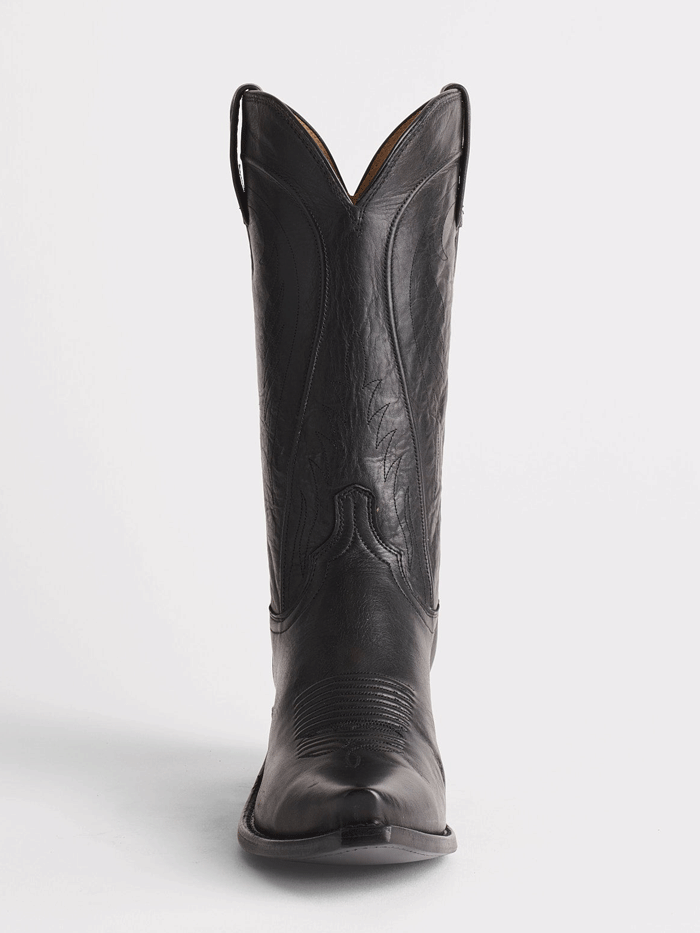 Lucchese N1597.54 Mens BART Cowhide Western Snip Toe Boot Black front and side view. If you need any assistance with this item or the purchase of this item please call us at five six one seven four eight eight eight zero one Monday through Saturday 10:00a.m EST to 8:00 p.m EST