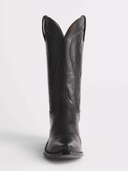 Lucchese N1597.54 Mens BART Cowhide Western Snip Toe Boot Black full front view.If you need any assistance with this item or the purchase of this item please call us at five six one seven four eight eight eight zero one Monday through Saturday 10:00a.m EST to 8:00 p.m EST