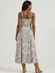 Wrangler 112361136 Womens Western Tank Maxi Dress Cream Retro Blue back view. If you need any assistance with this item or the purchase of this item please call us at five six one seven four eight eight eight zero one Monday through Saturday 10:00a.m EST to 8:00 p.m EST