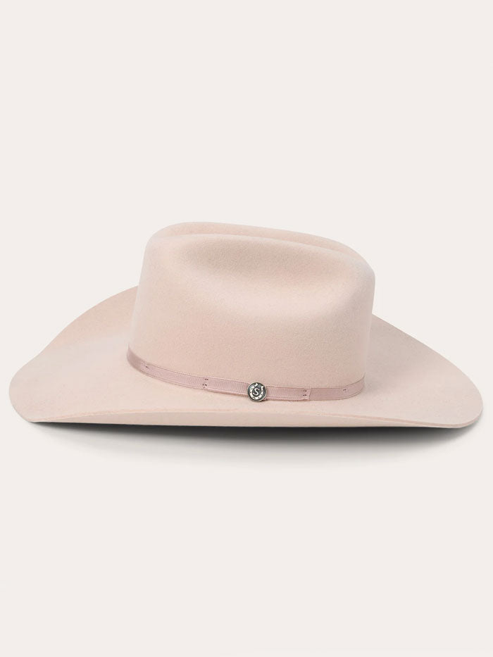 Stetson XWPSMO-9140PP Pismo Cowboy Felt Hat Powder Pink side / front view. 