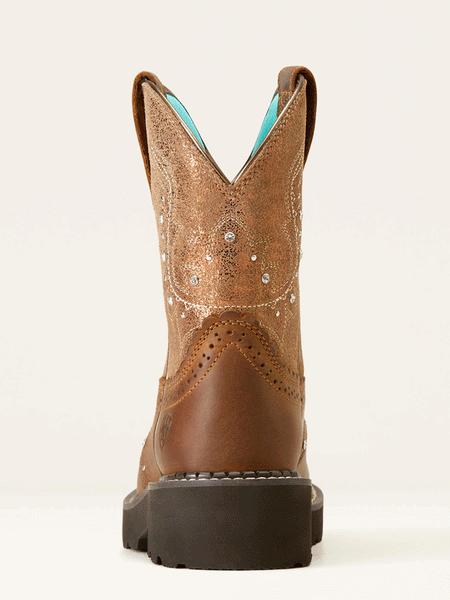 Ariat 10047013 Womens Fatbaby Gembaby Western Boot Distressed Brown back view. If you need any assistance with this item or the purchase of this item please call us at five six one seven four eight eight eight zero one Monday through Saturday 10:00a.m EST to 8:00 p.m EST