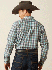 Ariat 10053922 Mens Pro Series Piers Fitted Shirt Teal back view. If you need any assistance with this item or the purchase of this item please call us at five six one seven four eight eight eight zero one Monday through Saturday 10:00a.m EST to 8:00 p.m EST