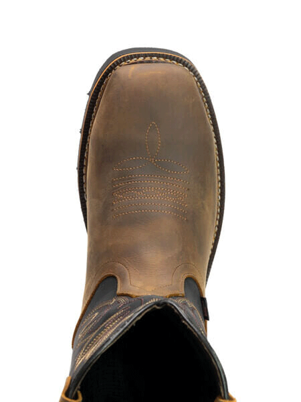 Thorogood 804-4330 Mens American Heritage Square Toe Wellington Boot Crazyhorse Brown side view of pair. If you need any assistance with this item or the purchase of this item please call us at five six one seven four eight eight eight zero one Monday through Saturday 10:00a.m EST to 8:00 p.m EST