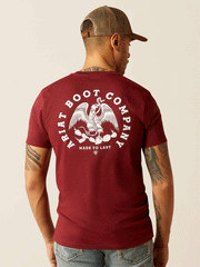 Ariat 10052510 Mens Eagle and Snake T-Shirt Burgundy back view. If you need any assistance with this item or the purchase of this item please call us at five six one seven four eight eight eight zero one Monday through Saturday 10:00a.m EST to 8:00 p.m EST