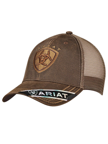 Ariat 1515602 Embroidered Ariat Shield Logo Ball Cap Brown Oilskin side / front view. If you need any assistance with this item or the purchase of this item please call us at five six one seven four eight eight eight zero one Monday through Saturday 10:00a.m EST to 8:00 p.m EST