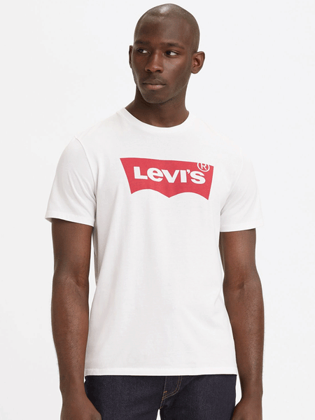 Levis 177830140 Mens Classic Logo T-Shirt White front view. If you need any assistance with this item or the purchase of this item please call us at five six one seven four eight eight eight zero one Monday through Saturday 10:00a.m EST to 8:00 p.m EST
