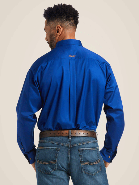 Ariat 10006660 Mens Solid Twill Classic Fit Shirt Ultramarine Blue back view. If you need any assistance with this item or the purchase of this item please call us at five six one seven four eight eight eight zero one Monday through Saturday 10:00a.m EST to 8:00 p.m EST