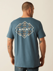 Ariat 10054770 Mens Southwest Hexa Deca T-Shirt Lagoon Green back view. If you need any assistance with this item or the purchase of this item please call us at five six one seven four eight eight eight zero one Monday through Saturday 10:00a.m EST to 8:00 p.m EST

