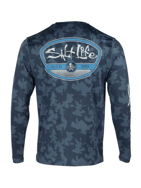Salt Life Men's Deep Sea Cruising Performance Long Sleeve T-Shirt - Turquoise Heather - Size XL